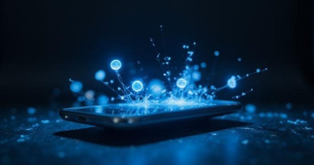 Smartphone moderno con interfaccia app e icone web luminose: confronto tra web app progressive e app native