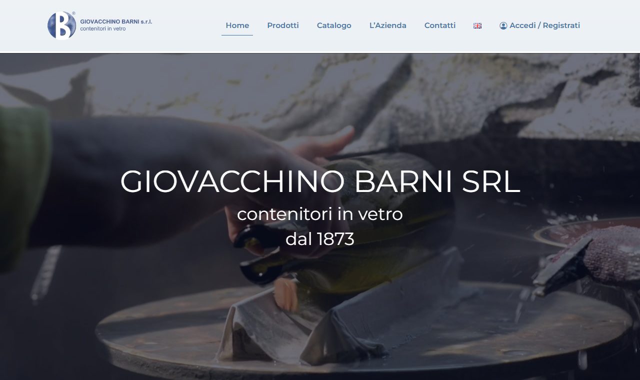 Home del sito Giovacchino Barni, catalogo online di contenitori in vetro a Monsummano Terme